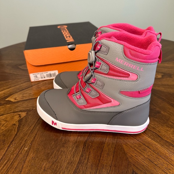 Merrell Girls Waterproof Snow Winter Boots Grey Pink - Picture 3 of 8